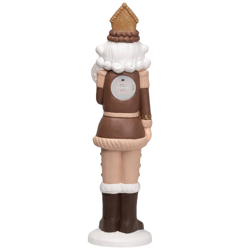 LED Lighted Nutcracker With Globe - 27" - Brown And Beige