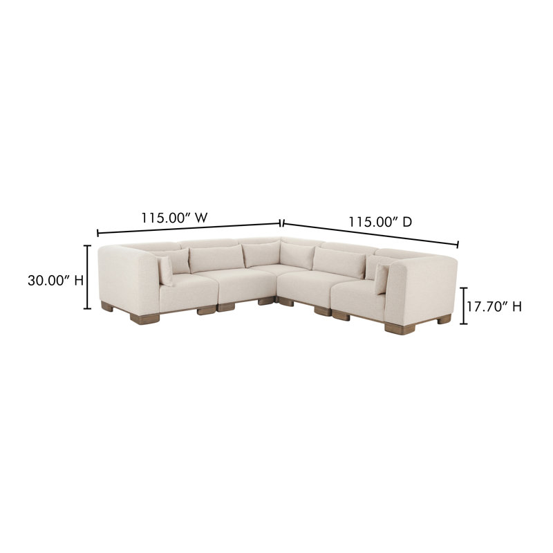 June Modular Sofa Performance Fabric, Beige, 30" H x 115" W x 115" D