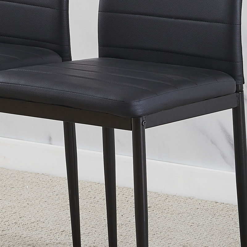 Dining Set, Black Leather Line Chairs#2