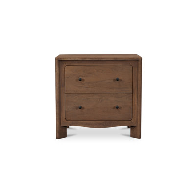2-Drawer Curved Acacia Nightstand