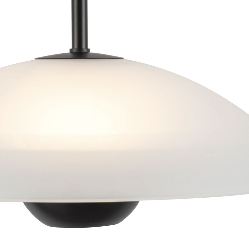 Umbra 14-in Black Pendant, 14-in, Matte Opal Glass / Black