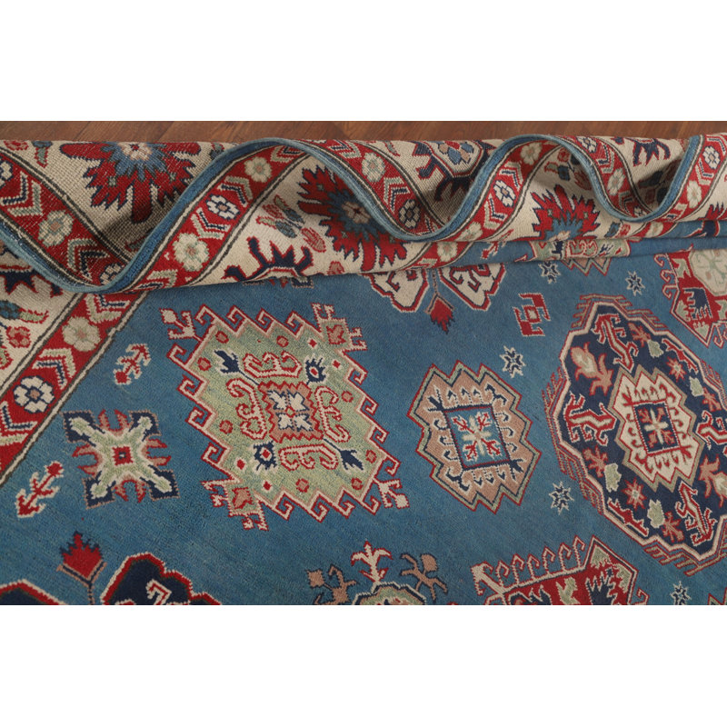Light Blue Kazak Oriental Area Rug