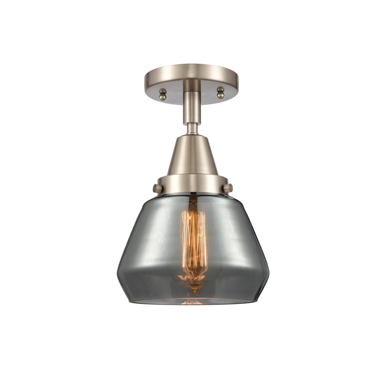 Plafonnier semi-encastré en verre Kylisia, Plaqué couleur fumée, Nickel satiné brossé