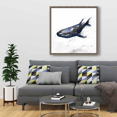 Abstract whale shark - Coastal Blue framed canvas decor
