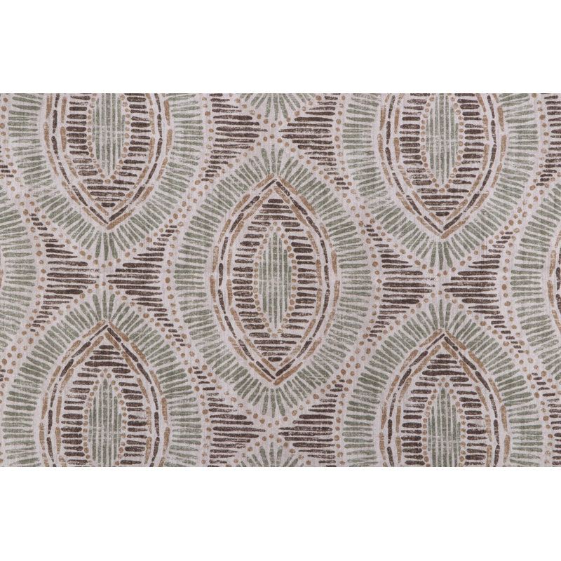 Coussin vert damassé géométrique brun, Rectangle H 11 po x l 19 po