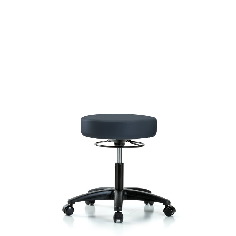 Tabouret de laboratoire réglable en hauteur Anissa, Roulettes, Bleu impérial