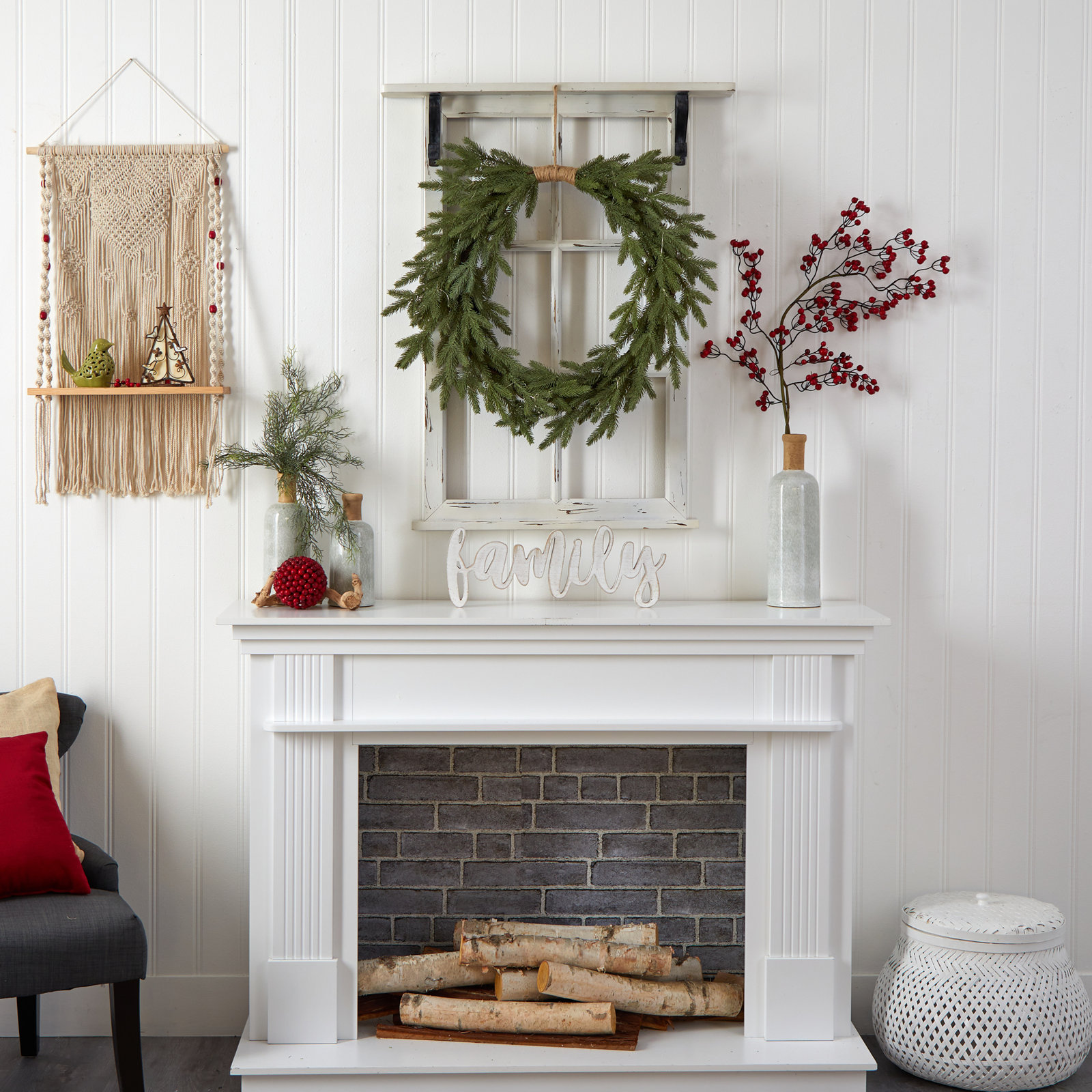 24'' Faux Fir Lighted Wreath