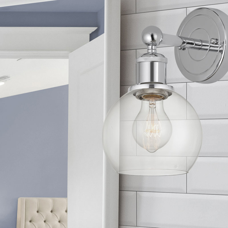 Cheboygan Steel Armed Sconce, Clear, Polished Chrome