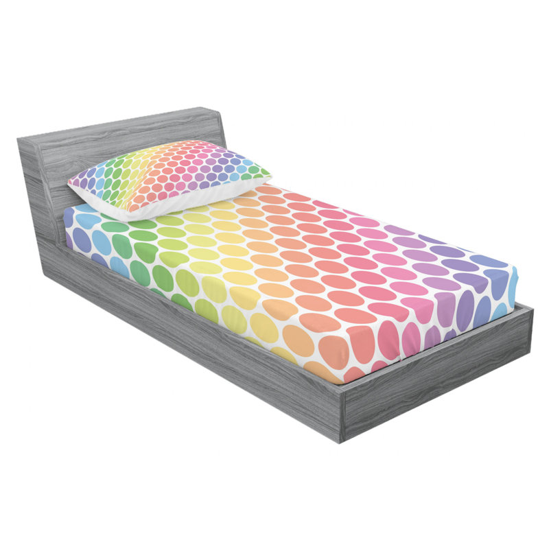 Microfiber Polka Dots Sheet Set, Twin Sheet Set with Fitted Sheet