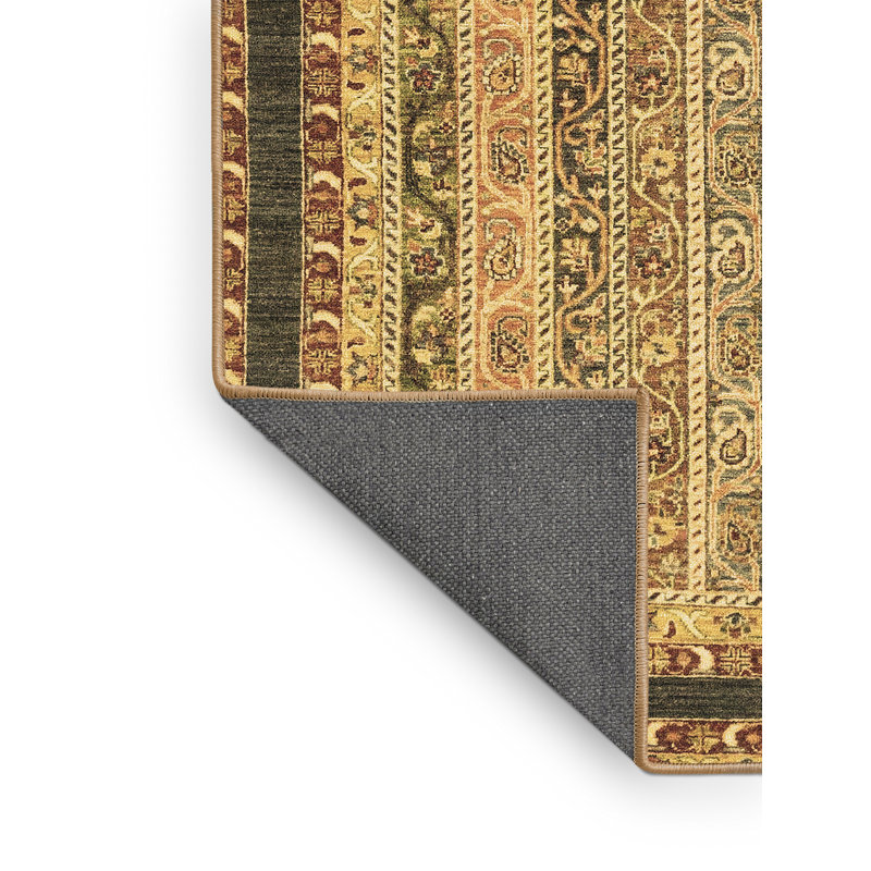 Tapis oriental oriental brun / jaune / rouge 6 pi x 9 pi fabriqué à la machine