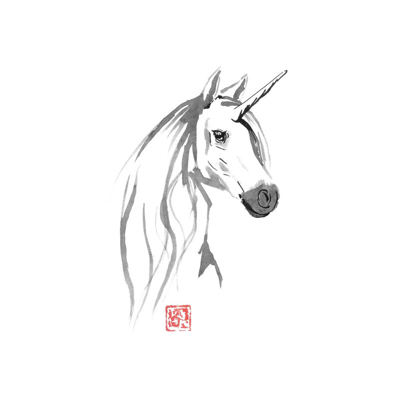 Licorne Dispo A Vendre by Péchane - Painting on Canvas, Wrapped Canvas, 101.6 cm H x 66.04 cm W x 1.91 cm D