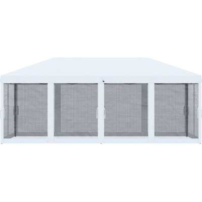 10' X 20' Pop Up Canopy Tent With Netting, Strong Instant Sun Refuge For Outdoor, Garden, Patio, Creamy White, Vast Inner Volume Tough Wide Capacity