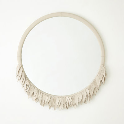 Emily Engineered Wood Round Wall Mirror
