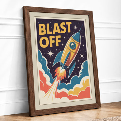 Blast Off Retro 1 Piece Single Picture Frame Wall Art