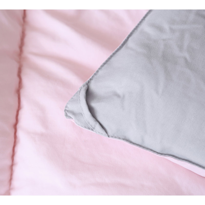 Twin Pink and Silver Reversible Microfiber Duvet Set