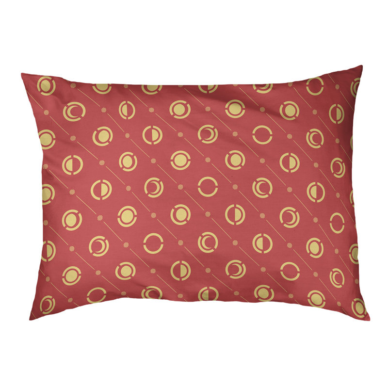 Coussin d’extérieur pour chien moon phases Chenault, Petit (l 28 po x P 6 po x H 18 po), Rouge / Jaune