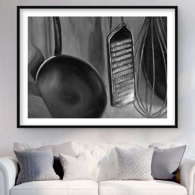 Outils de cuisine pour chef - décor encadré gris mat