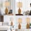 Ensemble de lampes de table en bambou 22,8 po Allice avec deux ports USB et prises intégrées