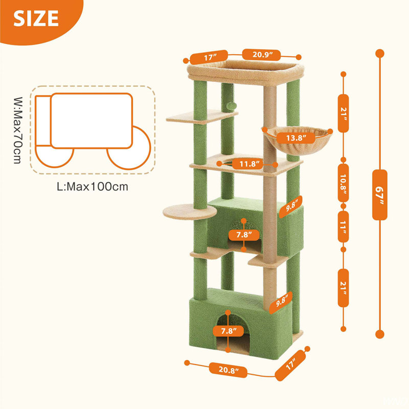 Green Tall Cat Tree Tower with Sisal Scratching Posts