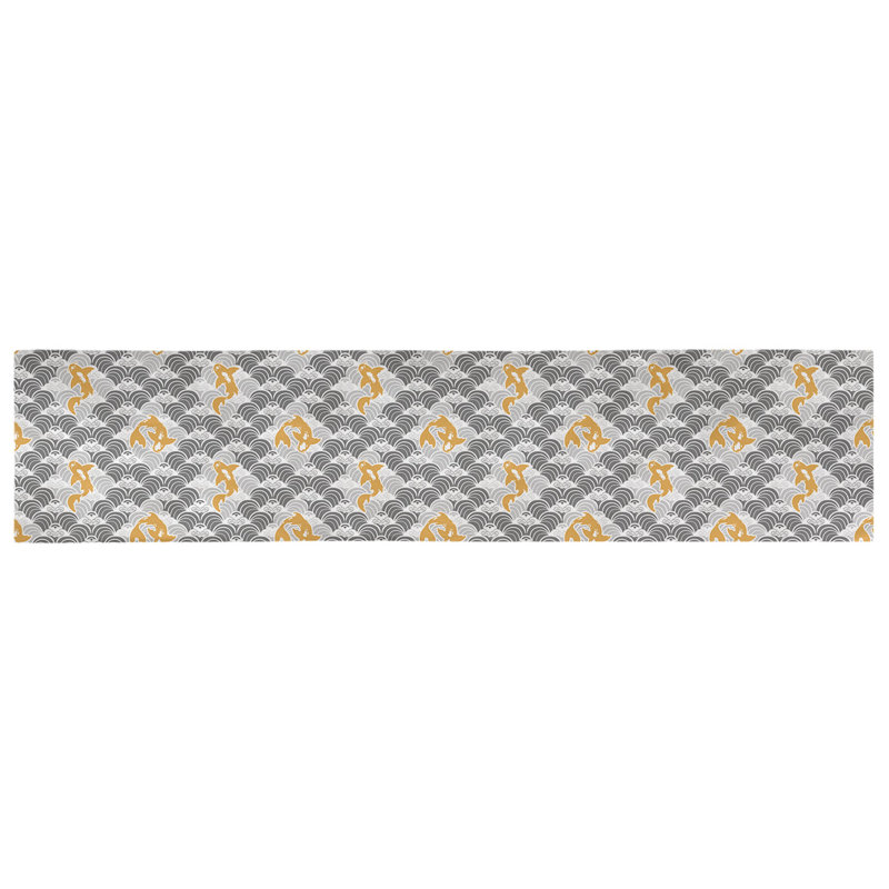 Chemin de table géométrique avicia, 73,5 po x 17,5 po, Gris, Coton