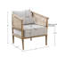 Chaise avec accoudoirs arrondis avec structure en bois au fini naturel et coussin d'assise confortable en jute