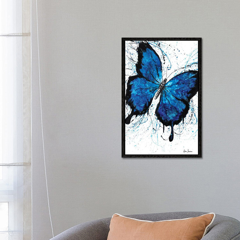 Beach Butterfly by Ashvin Harrison - Print on Canvas, Black Framed, 66.04 cm H x 45.72 cm W