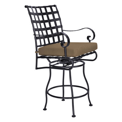 Classico-W Iron Outdoor 27.5'' Bar Stool with Cushion