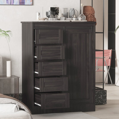 Gentleman 5-Drawer Chest 41 Wide X 55.5 Height With Sliding Door