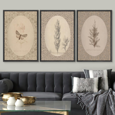 Œuvre d'art botanique et papillon classique, insectes et arbres