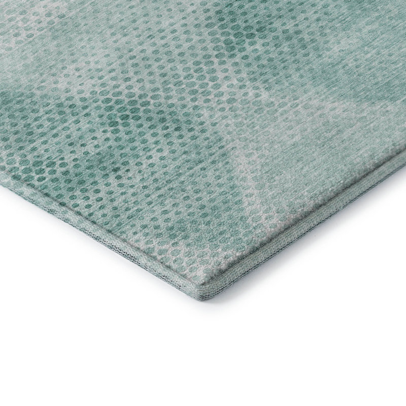 Premium Machine Washable Cerrito Amf539 Teal Rug, Rectangle 1'8" x 2'6"