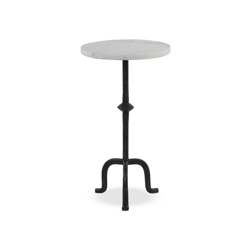Jocelyn Marble End Table, Veined White Marble