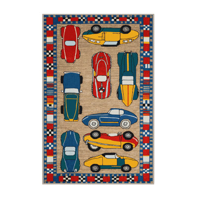 Machine Washable Transportation Beige Area Rug