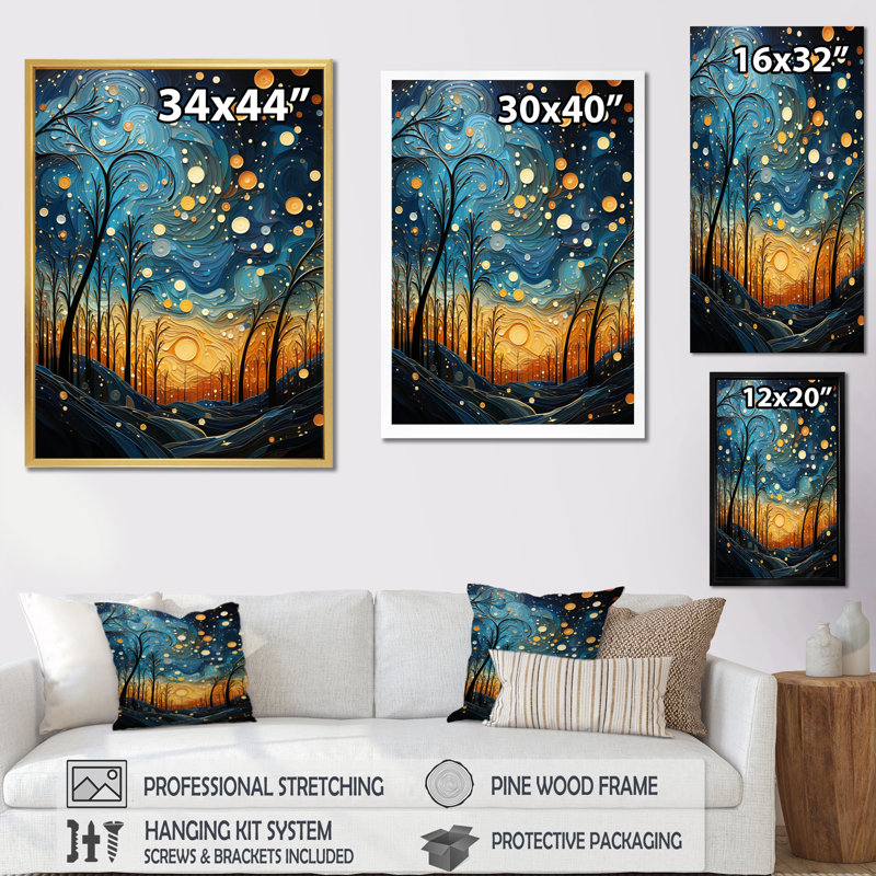 Ciel céleste mosaïque paysage I - Paysage et nature, art mural salon, Cadre flottant naturel, H 20 po x l 12 po x P 1 po
