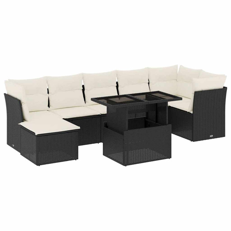Ensemble de canapé de jardin Vidaxl noir, blanc crème