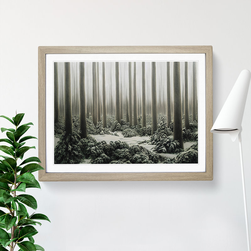 Adorable Winter Forest - Single Picture Frame Painting, Oak Framed, 46cm H x 64cm W x 2cm D