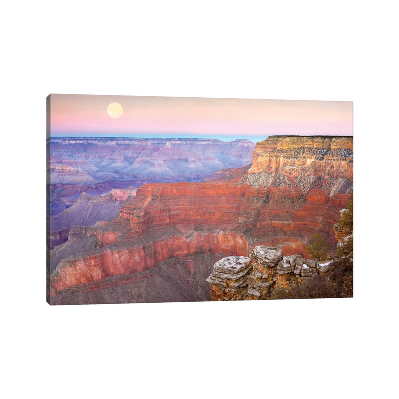 Full Moon over the Grand Canyon at Sunset As Seen from Pima Point, Grand Canyon National Park, Arizona 1 Piece Wrapped Canvas Painting