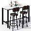 Ensemble de table de bar 3 pièces 2 pièces, table de bar rectangulaire de 47 po avec 2 tabourets de dossier rembourrés en cuir de polyuréthane, ensemble de table de salle à manger pour petite cuisine, salon, appartement-850725069