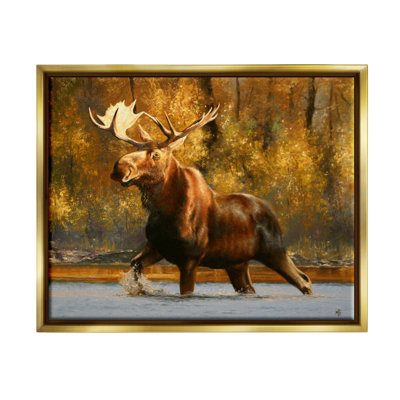 "Stupell Industries Moose Stepping River Foliage", art mural par Mark Kelso