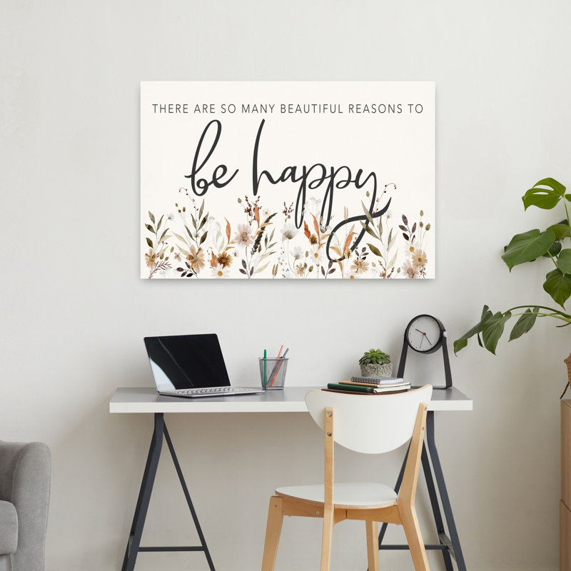 «Be Happy», art floral contemporain, H 24 po x l 36 po