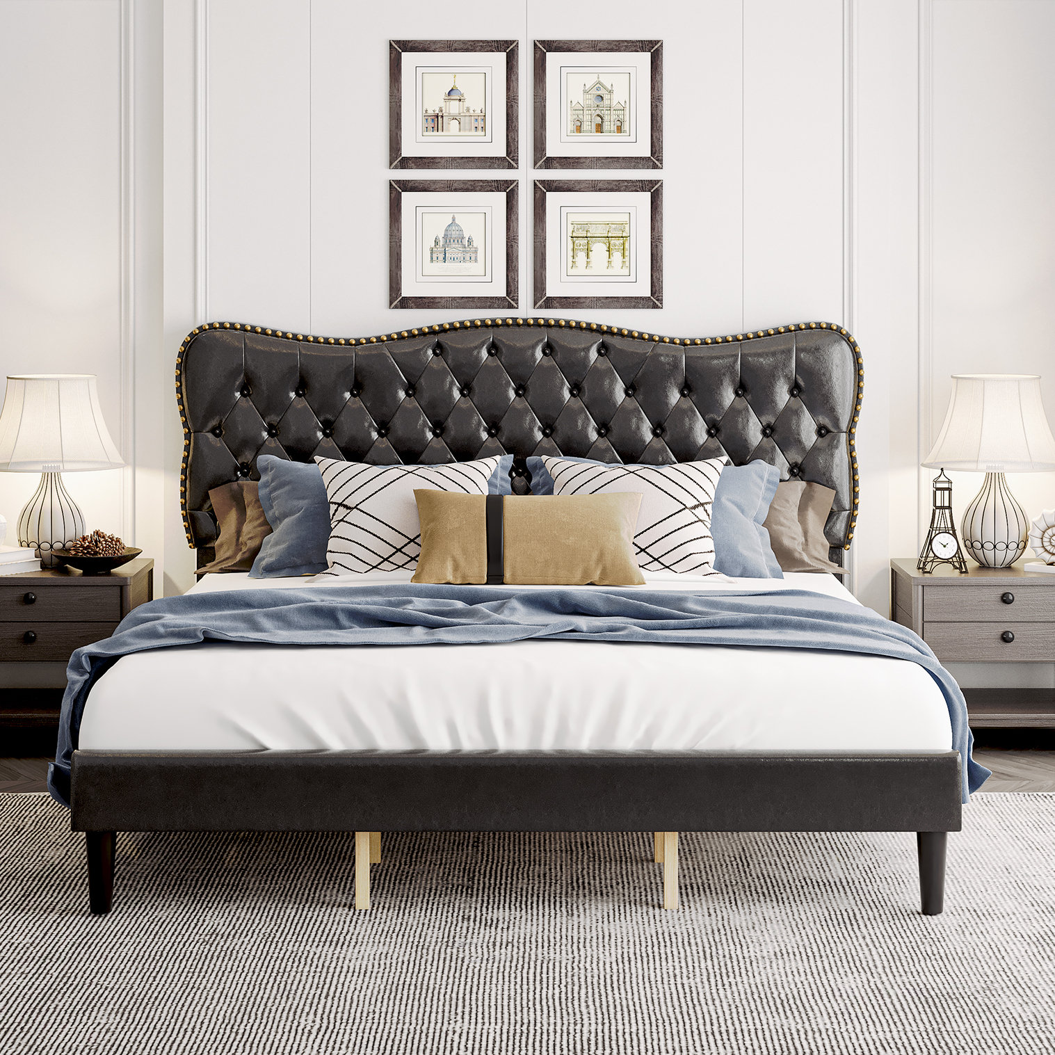 Wildon Home® Cadarrah Vegan Leather Bed & Reviews | Wayfair