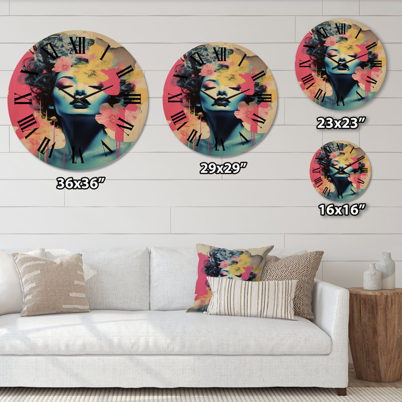 Horloge murale en bois massif Nourudeen, Très grand