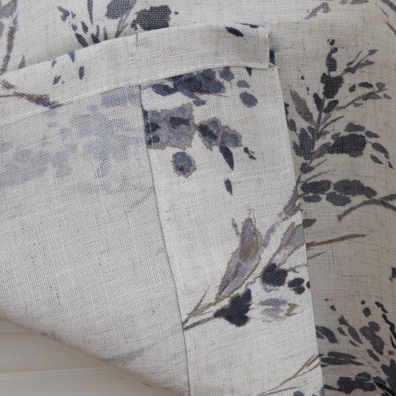 Kamloops 100% Polyester Semi-Sheer Floral Curtain Panel with Grommet Top, Indigo, 50" W x 63" L