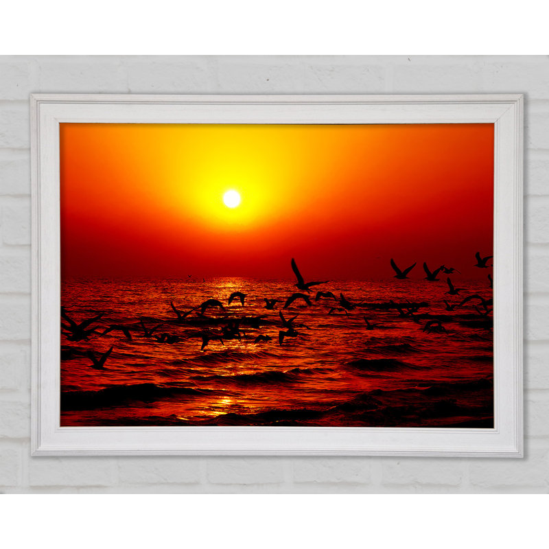 Red Ocean Flight Framed Print, 100cm H x 141.4cm W x 3cm D, White Framed Paper