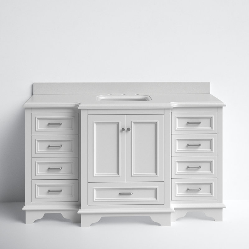 Loughlam 60'' Single Bathroom Vanity with Top, White, Quartz