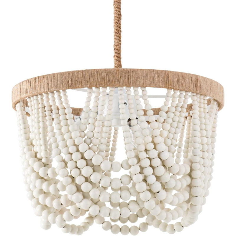 Luminaire suspendu bohémien en perles de bois