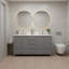 Élégant meuble-lavabo en bois massif avec rangement à fermeture en douceur-1184076728