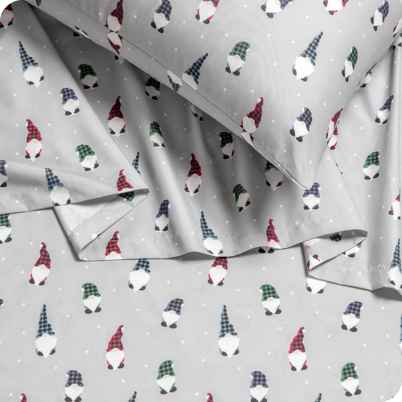 Microfiber Sheet Set, Twin XL Sheet Set + 1 Fitted Sheet + 1 Pillowcase, Gnomes