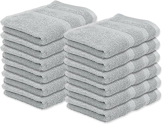 100% Cotton Midweight Washcloth, Light Gray
