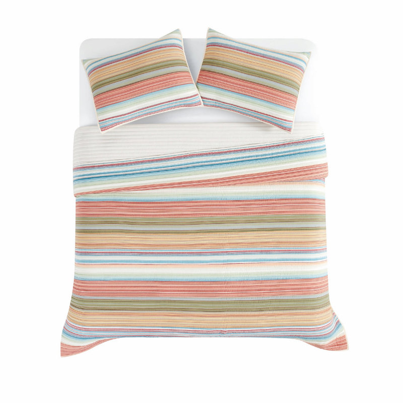 Oceanfront Resort Palm Beach Yarn Dye Stripe Quilt Set, Twin XL Comforter + 1 Standard Sham