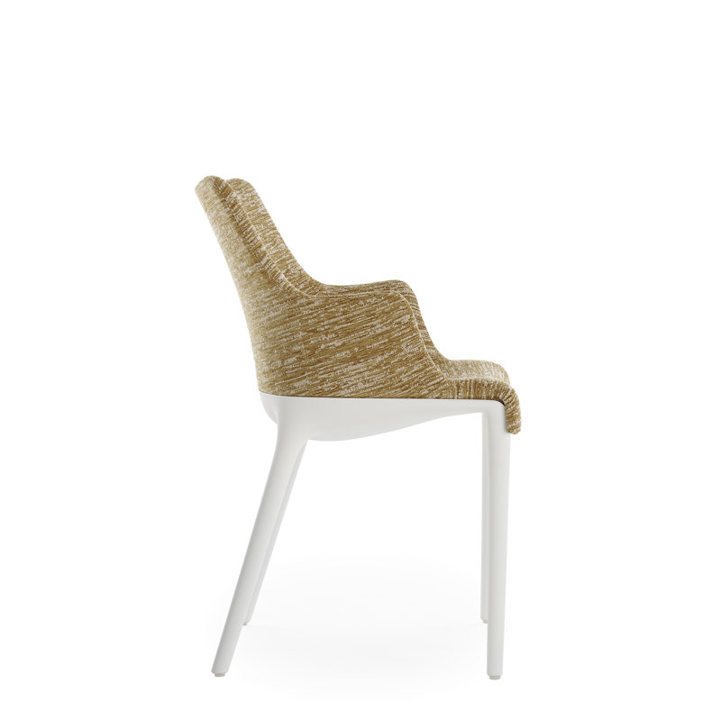 Eleganza Upholstered Dining Chair, White, Mustard